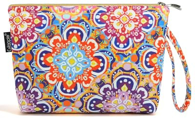 Gloppie Cosmetic Bag Small Make up Bags for Women Travel Toiletry Wash Bag | National Style, Portable Compact Size, 4 Divided Inner Pockets, Fits in handbag, Easy to wipe clean, Women gift idea