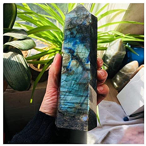 Cristal 700g/1000gGem Varilla de labradorita Piedra vertical Cuarzo Piedra preciosa Terapia de preocupaciones Punto de cristal Piedra Hogar Cristal Hogar decoración de la habitación ( Size : 700g )