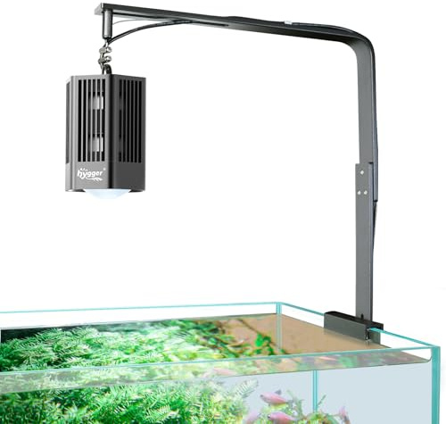 HYGGER Clip On Plant Grow Light, 60W Full Spectrum RGB Luce LED per Acquario, Illuminazione per Piante da Acquario con Montaggio Staffa per Crescita delle Aquatic Plants più Esigenti