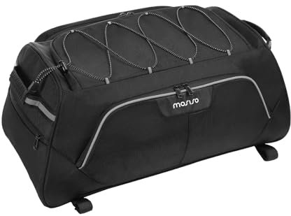 MOSISO Motorcycle Travel Luggage Bag, Motorcycle Tail Tour Trunk Case with Elastic Cord Strap, 35L Motorbike Rear Seat Gear Pouch with Rain Cover, Motorbike Storage Tool Duffle Carry Bag, Black