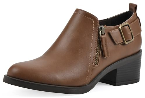WHITE MOUNTAIN Women's Curby Heeled Ankle Shootie Boot, Chestnut/Smooth, 11 M