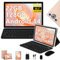 DEERTiME 2025 Newest Tablette Android 14,Tablette 10.1 Pouces 22Go RAM+128Go ROM(TF 1To),8 Cœurs 2.0GHz,5G WiFi, GMS,8000mAh/WideVine L1/FHD/BT5.0/GPS/Tablette 2 en 1 avec Clavier Souris-Or Rose