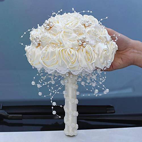 TUAGYMKR Handmade Rhinestone Bridal Bouquet Crystal Wedding Round Tossing Bouquet Artificial Flower Bunch for Bride Bridesmaid