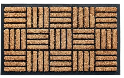 4All Coco coir Door Mat 40x60cm – Heavy Duty Floor Mat with Non-Slip Rubber Backing – Long-Lasting Doormats Outdoor for Mud, Moisture and Debris in Garden, Garage, Patio or Porch (Pack 1)