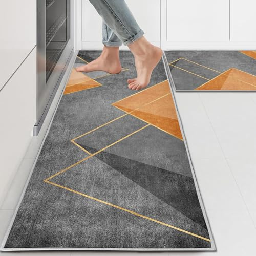 2-delat köksmattsset, halkfri köksmatta, tvättbar kökslöpare set för hall, matsal och entré (A10, 40 x 120 cm + 40 x 60 cm)