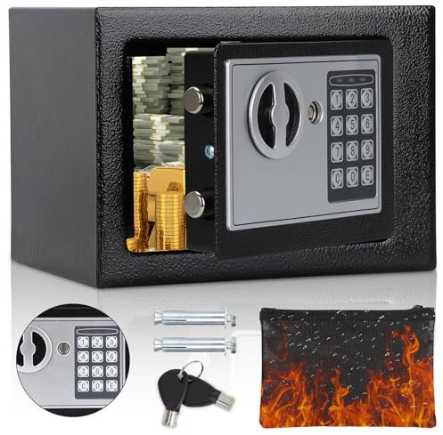Tresor Möbeltresor,MöBeltresor Klein mit Feuerfest Wasserdicht Geldtasche für Zuhause mit Zahlenschloss Boden-Wandtresor Wandsafe ink.2 x Schlüssel & Befestigungsschraube (Schwarz)