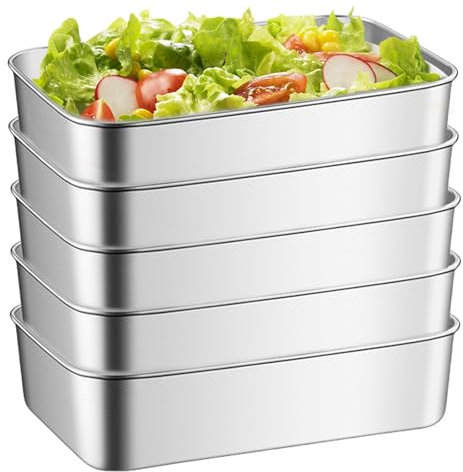 PORFOYO 5 Pcs Moules À Pain En Acier Inoxydable 22,8x15,4x6 cm Moule À Pain, Moule A Cake Rectangulaire Boîtes De Conservation Boite Alimentaire Récipient Alimentaire Boîte À Bento Pour Gâteau, Toast