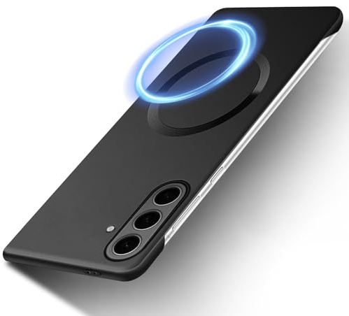 Ultra Dünne Handyhülle für Samsung Galaxy S24 Hülle Mit Magnet [Randlos – Originalgefühl] Matte Slim Fit Schutzhülle Mit Mag-Safe, Anti-Fingerabdruck Cover Case für Samsung S24 5G Hülle (Schwarz)