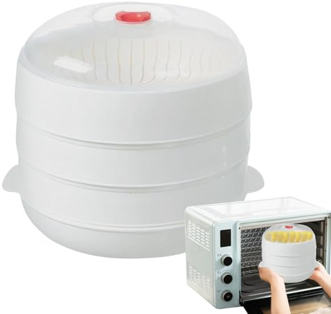 Cestello Vapore Microonde Con Coperchio e Vassoio - Vaporiera Per Alimenti Per Microonde | Ciotola Per Riscaldamento Per Piatti Pasti E Cottura Carne Gnocchi Pasta Mais E Pancetta