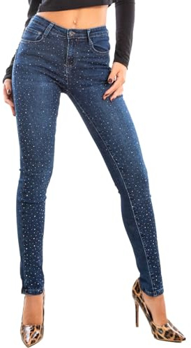 Toocool Jeans Donna Pantaloni Skinny Denim Strass Push up CY-1106 [CY-1678 Blu,M]