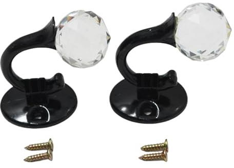 Gardinfästen Europeiskt kristallhuvud Gardinkrok Gardintillbehör Knytband Väggkrok - Svart(Black)