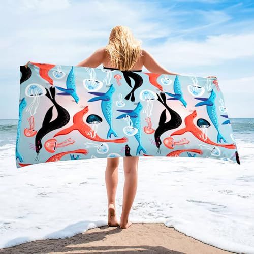 XUNIVERS Serviette de Plage,Serviette Microfibre 160x80cm,Serviettes de Plage Léger et séchage Rapide,Serviette Convient pour la Plage,Sport,Voyages,Sauna,Piscine
