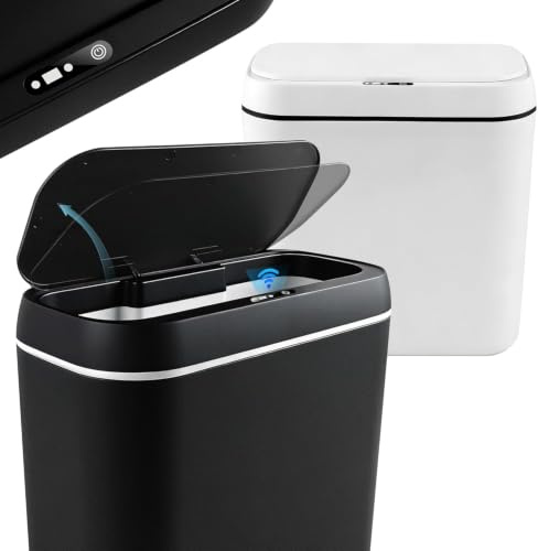 Juego de 2 Cubos de Basura con Sensor, Cubo de Basura Automático de 15L con Tapa, Sensor de Movimiento Inteligente, Silencioso, Impermeable, Cubo de Basura Eléctrico Para Oficina