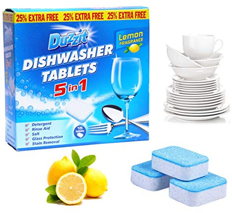 4 x Boxes Of Duzzit Dishwasher Tablets 5 in 1 Lemon Fragrance 60 Tablets