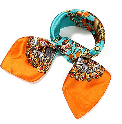 QBSM Womens 23.6 inch Satin Silk Feeling Formal Square Neck Scarf Head Hair Wraps Kerchief