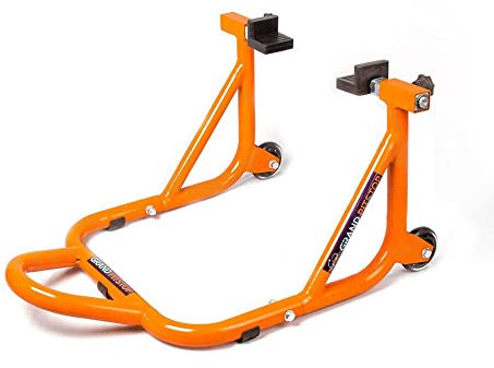 GRAND PITSTOP Motorcycle Stand, Paddock Lift Stand for Rear Wheel with Fork & Swingarm Spool,Weight capacity 500 lbs/226 Kg's, Dismantable Stand, for Yamaha Honda Kawasaki Suzuki Motorcycles, Orange