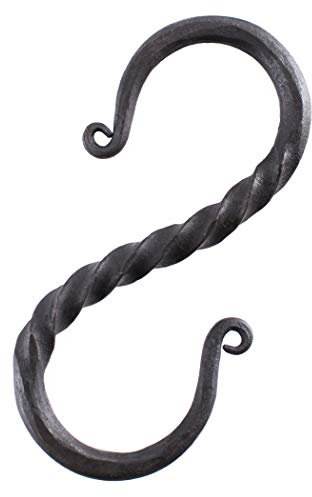 Ulfberth geschmiedeter S-Haken aus Stahl tordiert Allzweckhaken handgeschmiedet rustikal Mittelalter Wikinger LARP Aufhängen Lagerküche Garderobenhaken vintage outdoor, ca. 10 cm