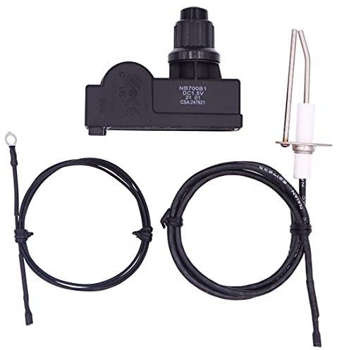 METER STAR Kit de encendido para hoguera, kit de encendido de botón para quemador de gas de hoguera, incluye 2 encendedores de salida y cables de encendido y cable de tierra