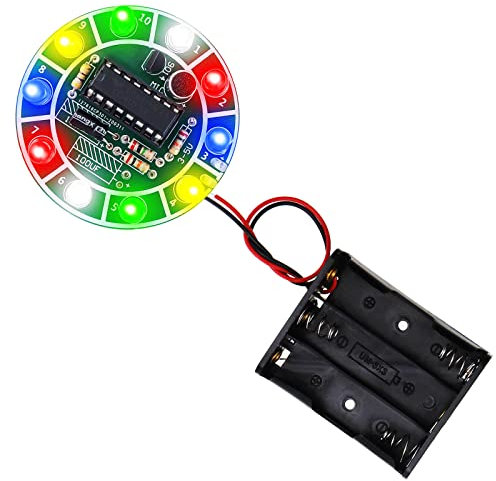 VGOL Kit de Soudure électronique à Faire soi-même, kit d'entraînement pour Circuit imprimé, Roue rotative à LED colorée avec Musique pour Adultes, Enfants, débutants, Amis