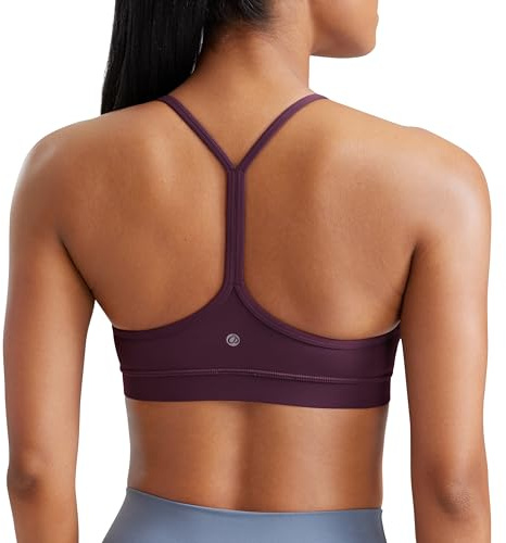 CRZ YOGA Butterluxe Y-rygg sport-BH:ar | Lätt stöd, Avtagbara kuddar, Yoga, Extremt mjuk, Rund halsringning, Spaghettiband, För kvinnor
