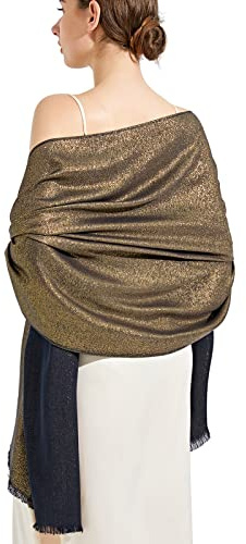 vimate Sparkling Metallic Pashmina Shawl Wraps Scarf for Bridal Wedding Evening Party Formal Dresses