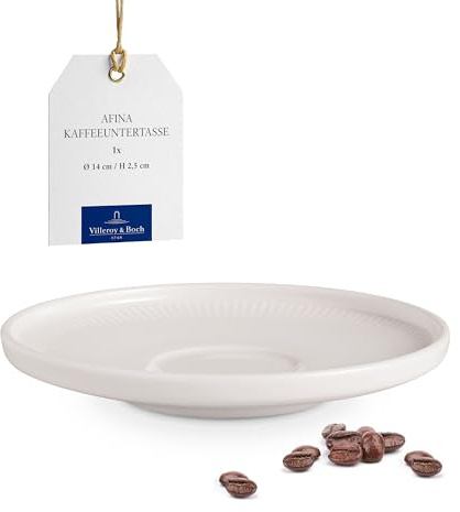 Villeroy & Boch Afina Coffee Cup Saucer, Premium Porcelain, Made in Germany, Dishwasher and Microwave Safe, 5.5 in, Stackable, White