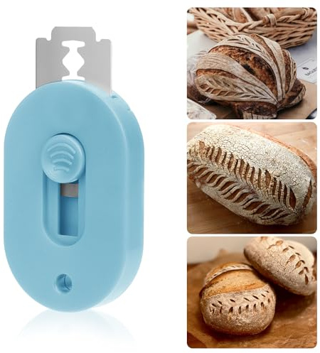 Bröd Halta Verktyg med 5st Bröd Halta Blad, Bröd Halta Deg Hålverktyg Push-Pull Handtag Bröd Deg Cutter Surdeg Värdering Verktyg för Surdegsbakningstillbehör(Blå)