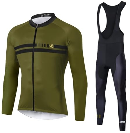 UGLY FROG Ciclismo Inverno Termico Vello Completo Giacca Maglia Maniche Lunghe Maglietta Manica da Uomo 5D Gel Pantaloni Lunghi con Pettorina Set di Abbigliamento Ciclista