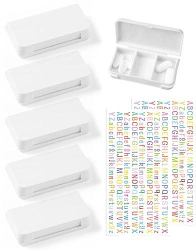 YOCDNOV 5 Pezzi Mini Portapillole- Scatole Portapillole Giornaliere,3 Scomparti porta Pastiglie Giornaliera,Portapillole da Viaggio Portatile,per Viaggio ed Esterno+2 adesivi con lettere colorati