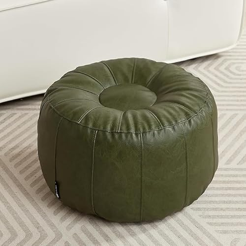 Louis Donné Copertura impermeabile non imbottita in finta pelle stile marocchino per pouf, ottomana, soluzione per riporre i piedi degli animali domestici, decorazione per la casa (verde fortunata)