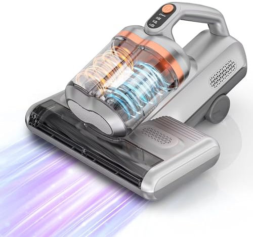 Fey Milbensauger für Matratzen 16KPA Leistungsstark Matratzenreiniger mit UV-C-Licht, Hausstaubmilben Sensor, Ultraschall Funktion für Allergiker, Entfernt 99,9% Allergene von Betten Sofas Tierhaare