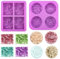 Luckwaii Juego de moldes de silicona para hacer jabones, 2 moldes de jabón de silicona, 4 cavidades para verter jabón, set ondulado, rectangular y flores redondas, para jabón, moldes de bricolaje