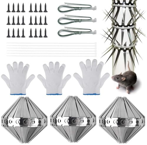 Marderschutz Fallrohr Edelstahl 3 er Set, 300cm lang Marderschutz Fallrohr mit Zubehör, Marderschut Dachrinne, Marderabwehrgürtel, Für Marderabwehr Haus Marderschreck Dachboden Baum