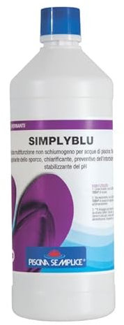 PISCINA SEMPLICE, SIMPLY BLU, Alghicida Non Schiumogeno Flocculante 12 Azioni In Un Solo Prodotto, Formato da 1 Lt