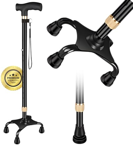 OrtoPrime Bastón 4 Patas Ergonómico bastón Cuadrípode - Bastones para Mayores Regulables - Bastones Ortopédicos Mujer Y Hombre Bastón Anciano -Bastones para Caminar Modernos Bastón con Cuatro Apoyos