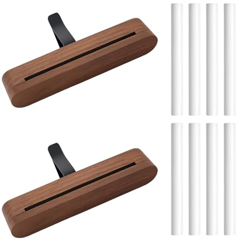 2 PCS Wooden Car Freshener Vent Clip, Car Air Freshener Essential Oil Diffuser with 8 Refill Sticks, Dark Brown Personalized Air Vent Clips for Cars Office Home