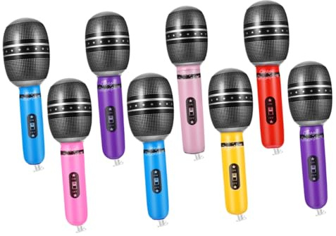 Toyvian 8 pièces Lot de Microphones Gonflables Réalistes pour Performance Scénique Accessoires de Jeu de Rôle pour Garçon Fille Micro Simulation