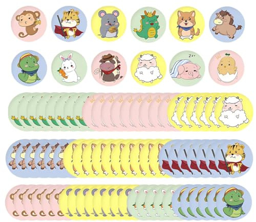 LQUYTA 120 cerotti per bambini, carini cartoni animati, tondi, 2,2 cm, punto adesivo, in tessuto flessibile per bambini, per piccole ferite, brufoli, vaccinazioni e bolle (12 stili)