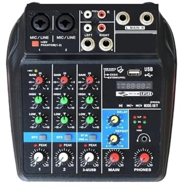 Ljudmixer, 4-kanals Professionell Bärbar Mixerkonsol Med Datoringång, Lämplig For Livesändningar,PC, inspelningsstudio och spel