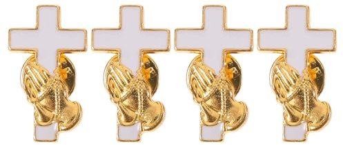 KOMBIUDA 4 Pcs Croix Chrétienne Vintage en Alliage Doré Broches Prière pour Hommes Femmes Événements Spéciaux