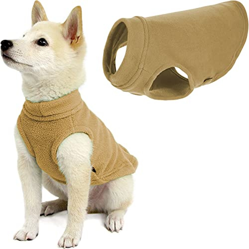 Gooby Stretch Fleece Pull Over Cold Weather Dog Vest, X-Small, Sand