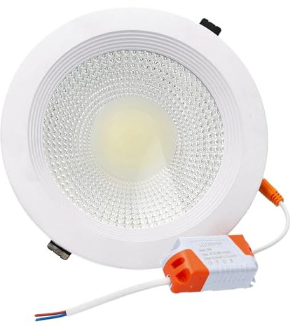 JANDEI – 20 W COB-LED-Einbaustrahler, Weißer runder Rahmenstrahler, 185 x 55 mm (160 mm Einbauloch), 1800 Lumen, IP44, ideal für Bad und Küche – 1 Einheit (Kaltlicht 6000 K)