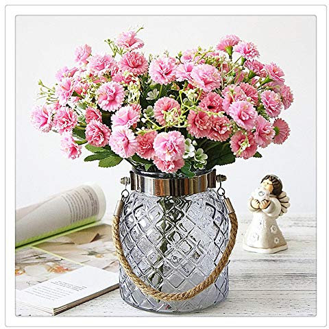 Lmy0624 Flores De Color Lila Artificiales Otoño Blanco Pequeño Ramo De Flores Falsas De Seda Decoración para El Hogar Fiesta De Navidad Decoración De La Boda 30cm