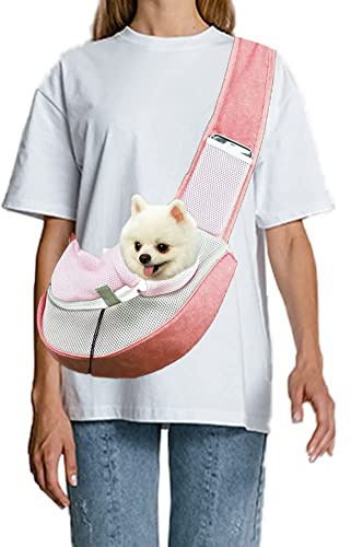 FEimaX Borsa a Tracolla per Animali Domestici, Borsa da Viaggio Regolabile per Cani o Gatti Piccola, da Viaggio, per Viaggi all’aperto, Passeggiate e Metropolitana (S, Rosa)