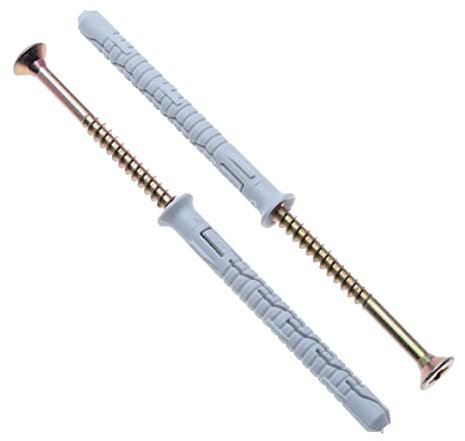 8X65 Vis Phillips et Keple 100 Packs de vis de Fixation Murale avec vis à Béton en Zincé Vis d'ancrage Mural et Ensemble de Chevilles de Fixation Murale pour Briques