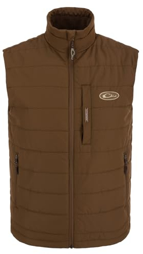 Drake Waterfowl Men's MST Synthetic Down Pack Warm Lightweight Durable Water-Repellent Adjustable Cold-Weather Hunting Vest, Brown, Medium
