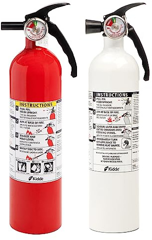Kidde Kitchen Fire Extinguishers for Home & Office Use, 2 Pack: One 1-A:10-B:C and One Specialty Kitchen Extinguisher, Wall Mount & Strap Brackets Included