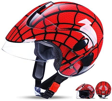 Cartoon Children's Motorcycle Helmet Cool Child Half Helmet DOT Approved for 2-10 Years Old Boys and Girls' Go-Kart Children's Helmet Youth Bicycle Moped Cap Street Scooter Helmet Helmet-A||46-56CM