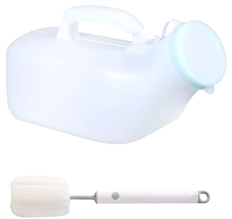 1 bottiglia per orinatoio da uomo con 1 spazzola per tazze, orinatoio di emergenza, raccoglitore di urina, orinatoio, orinatoio portatile da uomo, bottiglia per urina anti perdite per uomini (bianco)