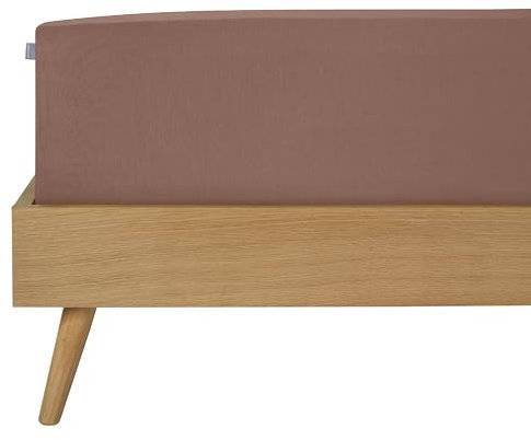 Schiesser Edeljersey Spannbettlaken Jessi | 100% gekämmte Baumwolle aus nachhaltiger Produktion | für Matratzen 180x200cm bis 190x200cm | Matratzenhöhe bis 22cm | Braun